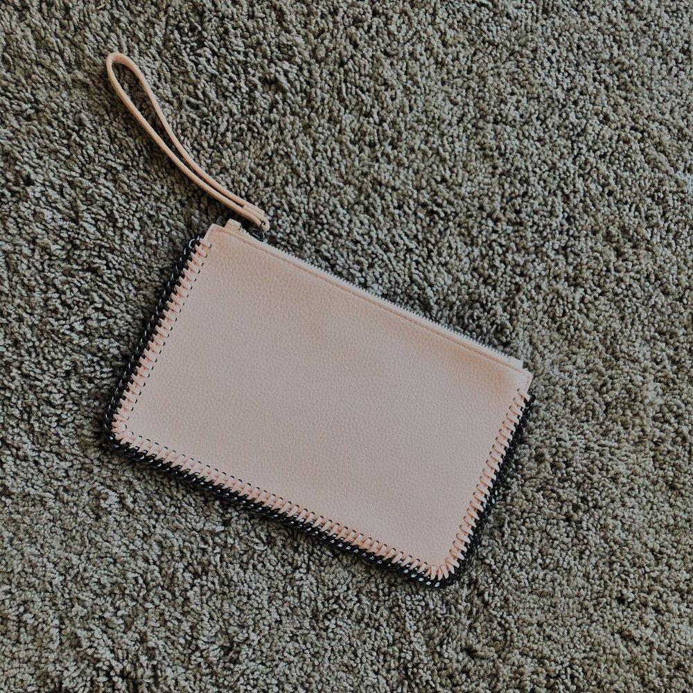 pink leather clutch MANGO